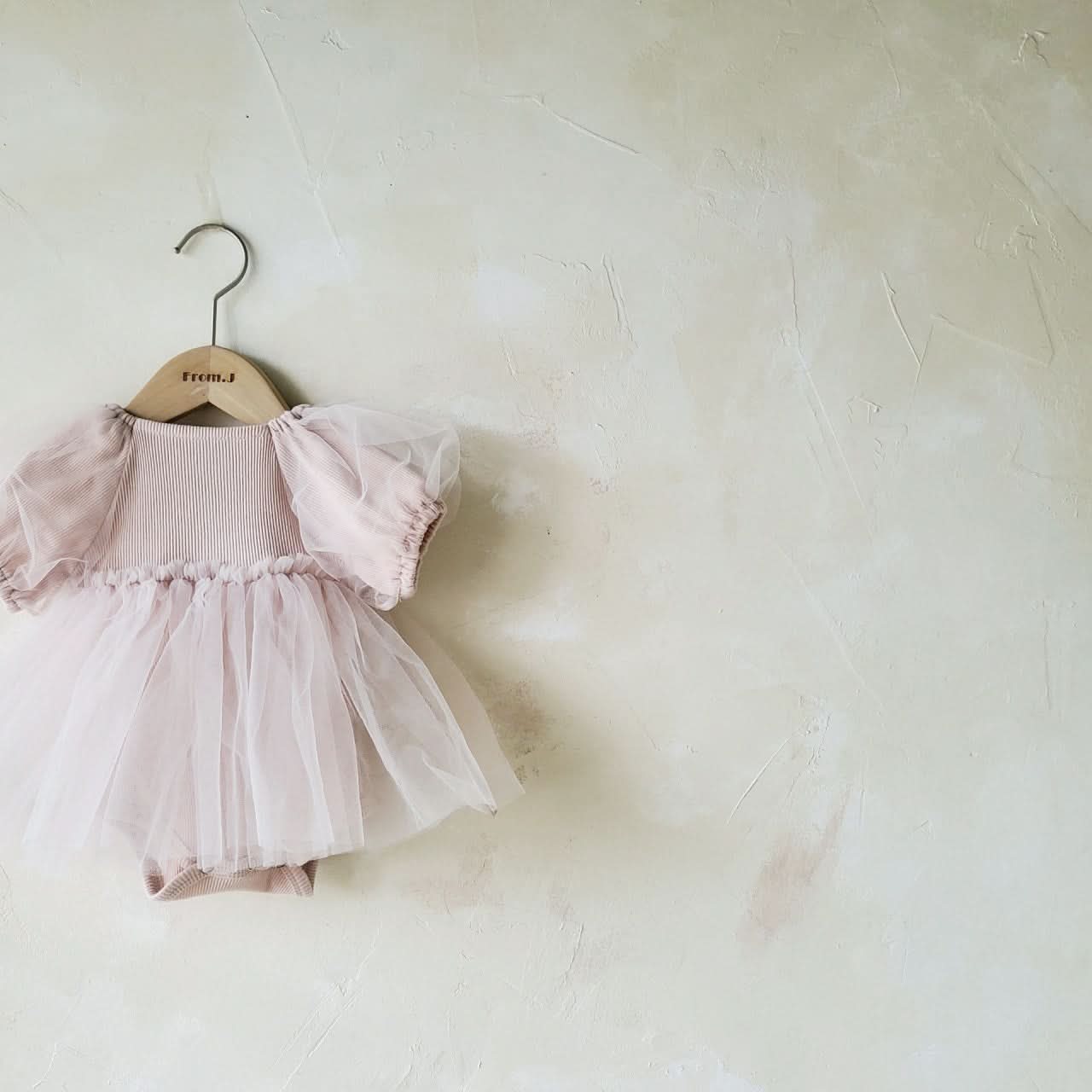 Baby Short Puff Sleeve Tutu Dress Romper (3-18m) - Dusty Rose - AT NOON STORE