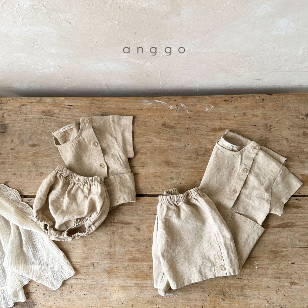 Baby Anggo Short Sleeve Button Top and Bloomer Shorts Set (3-18m) - AT NOON STORE