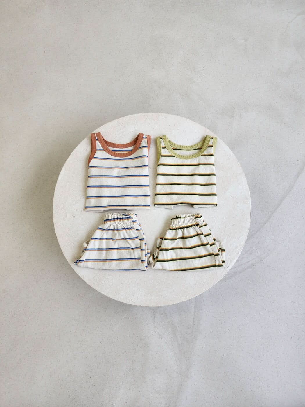 Toddler Stripe Tank Top and Shorts Set (1-5y) - Orange - AT NOON STORE