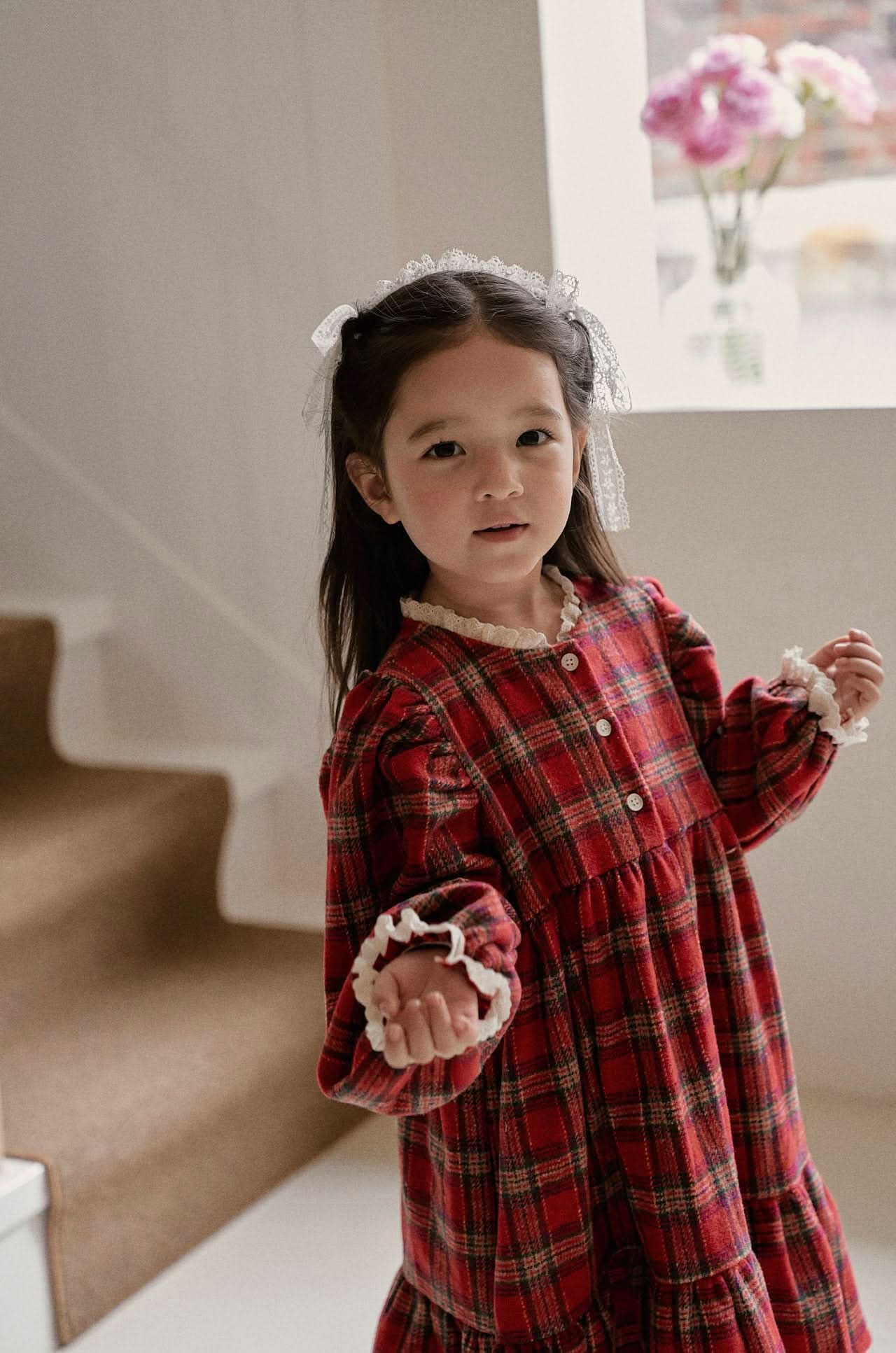 Baby Toddler Lace Detail Red Tartan Dress (6m-6y) - AT NOON STORE