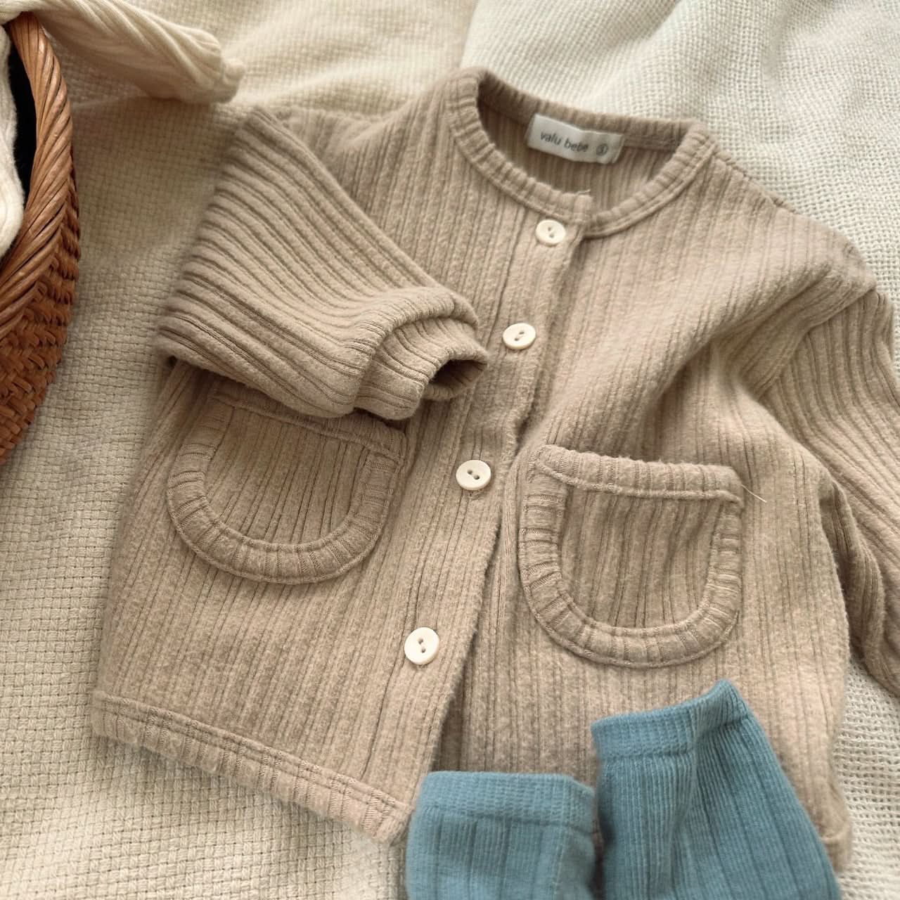 Baby Ribbed Pocket Cardigan (3-18m) -2 Colors - AT NOON STORE