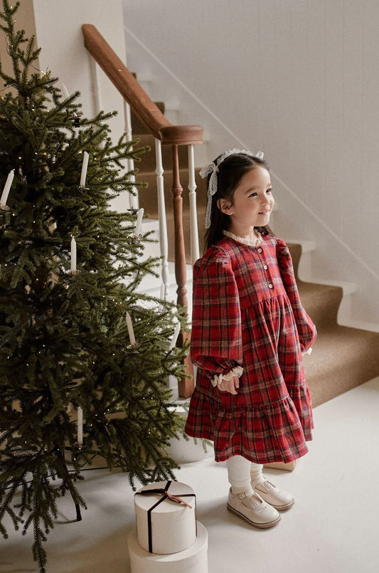 Baby Toddler Lace Detail Red Tartan Dress (6m-6y) - AT NOON STORE
