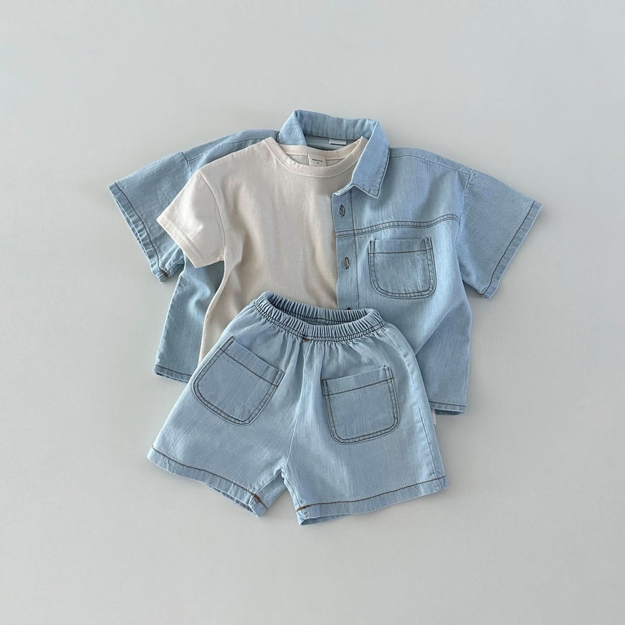 Toddler Short Sleeve Denim Shirt (6m-5y) - 2 Colors - AT NOON STORE