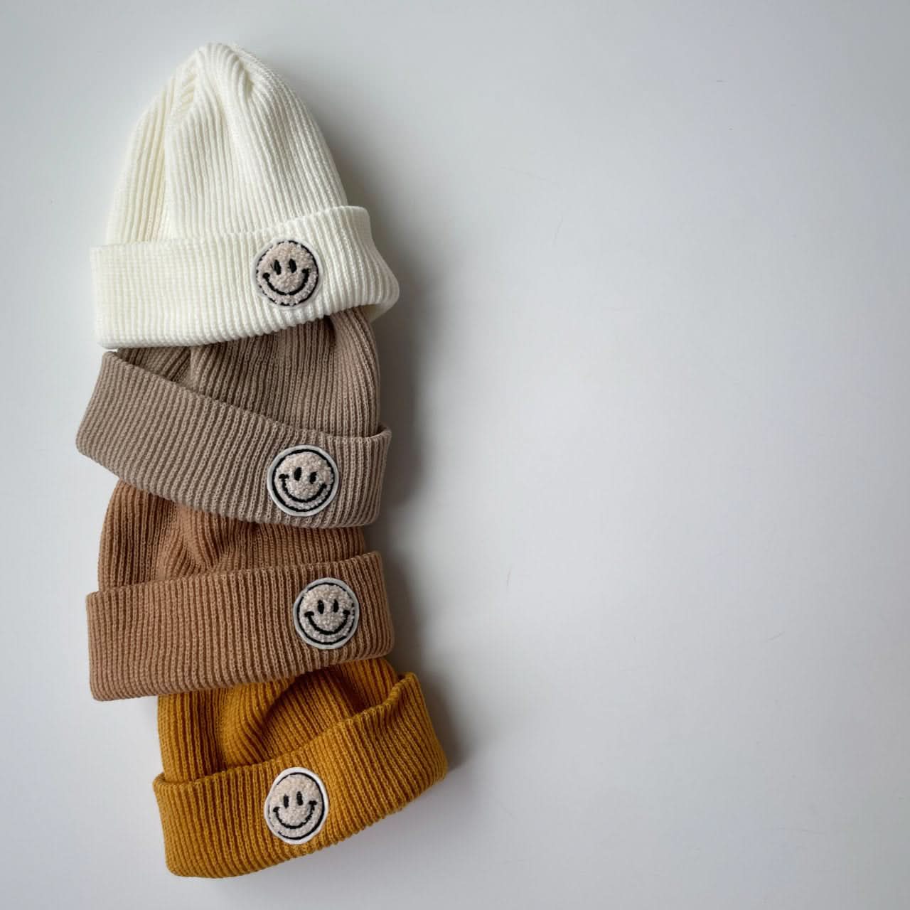 Baby Smile Patch Rib-Knit Beanie (6-30m) - 13 Colors - AT NOON STORE