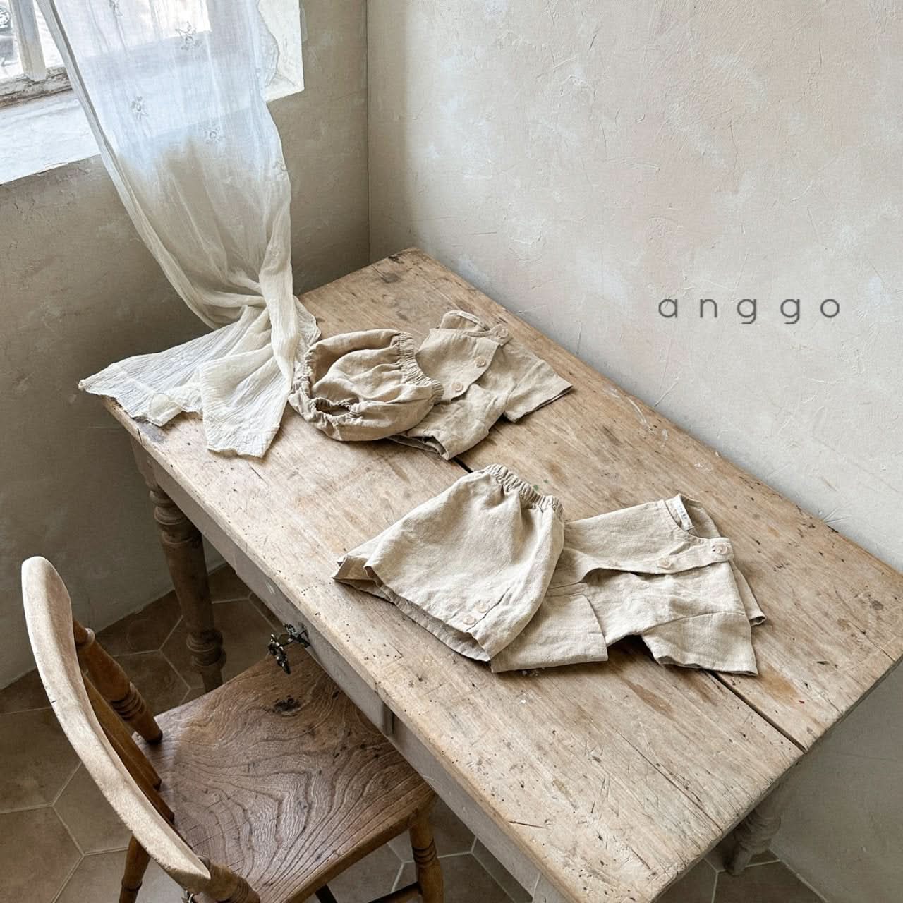 Baby Anggo Short Sleeve Button Top and Bloomer Shorts Set (3-18m) - AT NOON STORE