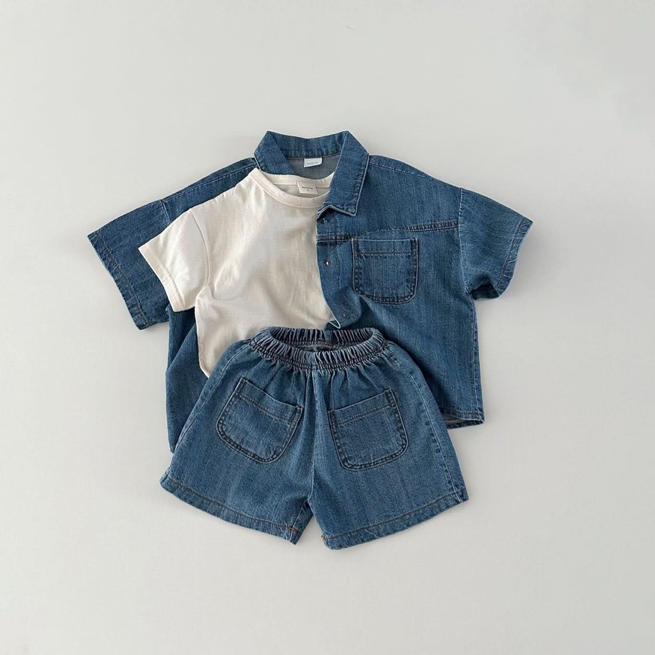 Toddler Short Sleeve Denim Shirt (6m-5y) - 2 Colors - AT NOON STORE