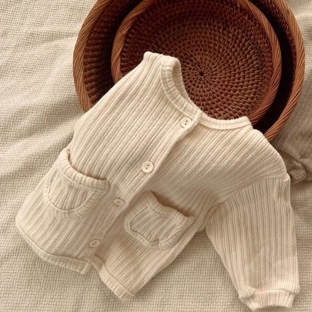 Baby Ribbed Pocket Cardigan (3-18m) -2 Colors - AT NOON STORE