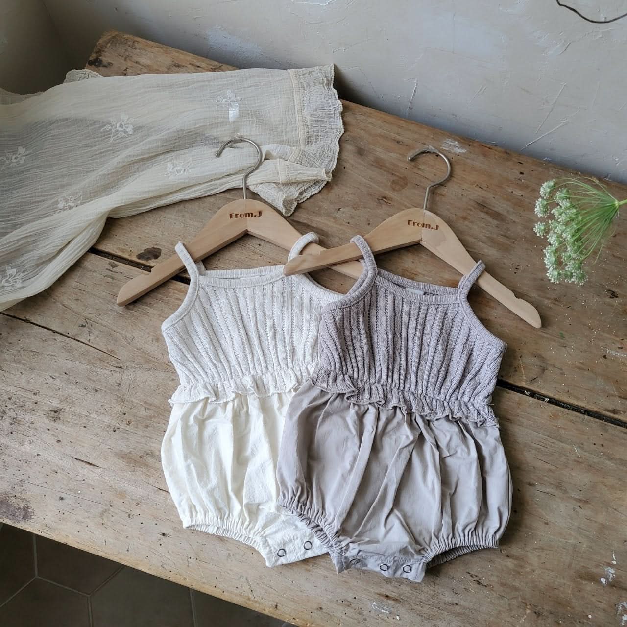 Baby Cable Knit Sleeveless Top Romper (3-18m)- Ivory - AT NOON STORE