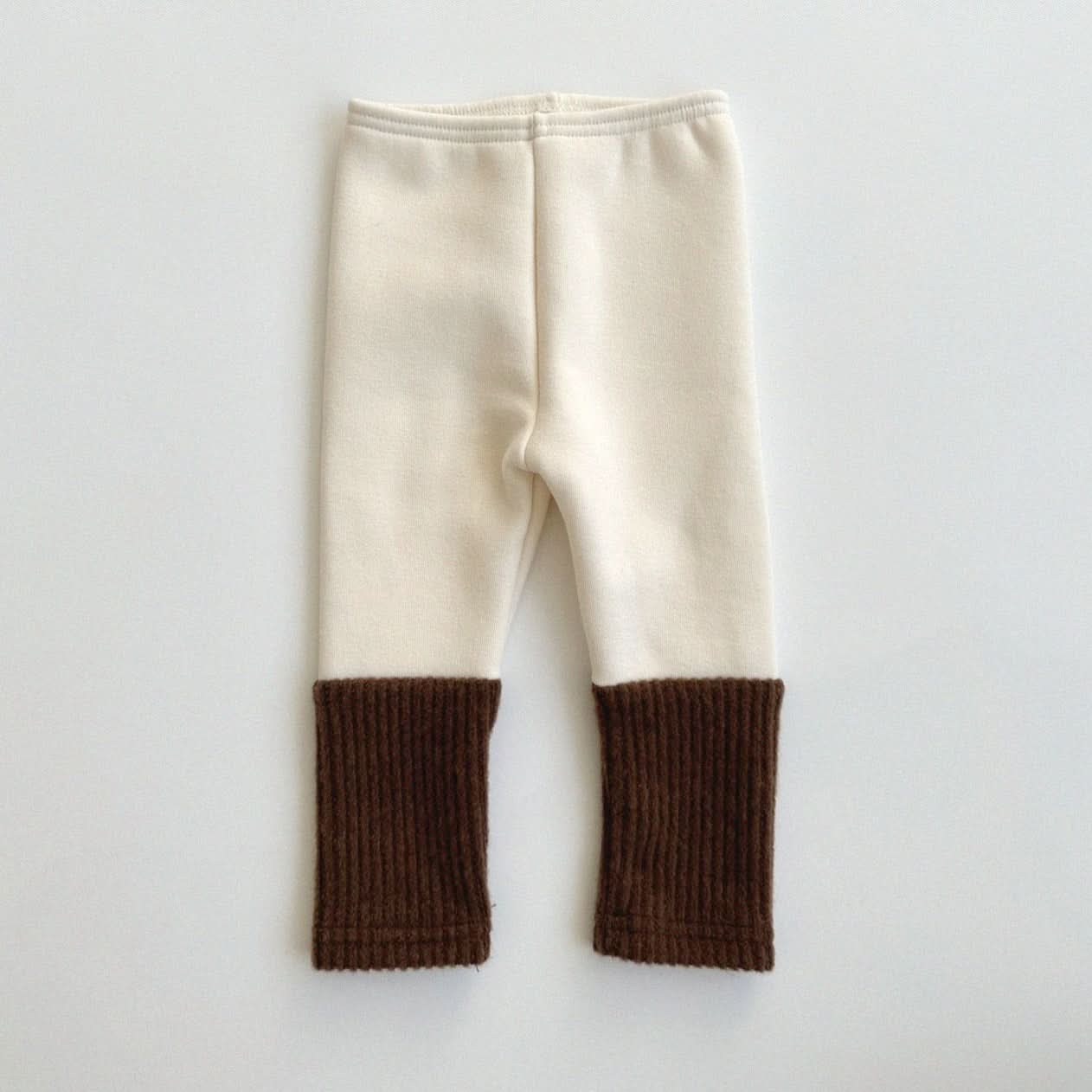 Kids Fleece-Lined Colorblock Sock Leggings (0-5y) - Brown - AT NOON STORE