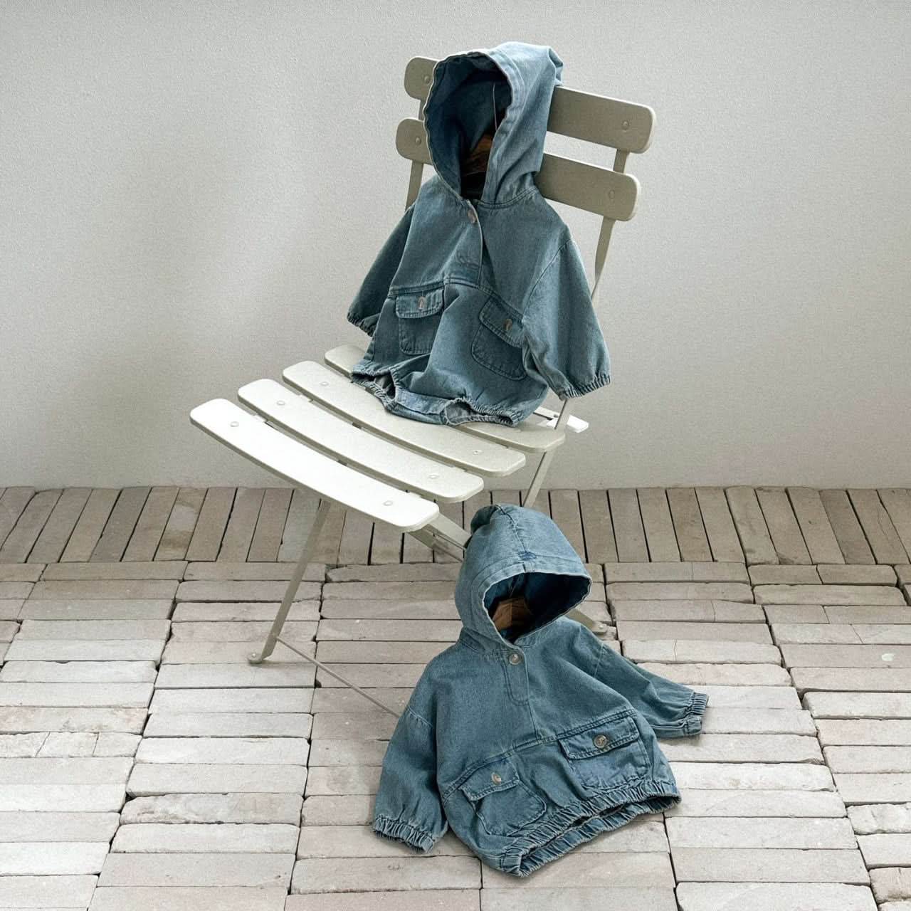 Baby Anggo Long Sleeve Double Pocket Hooded Romper (3-18m) - Cream - AT NOON STORE