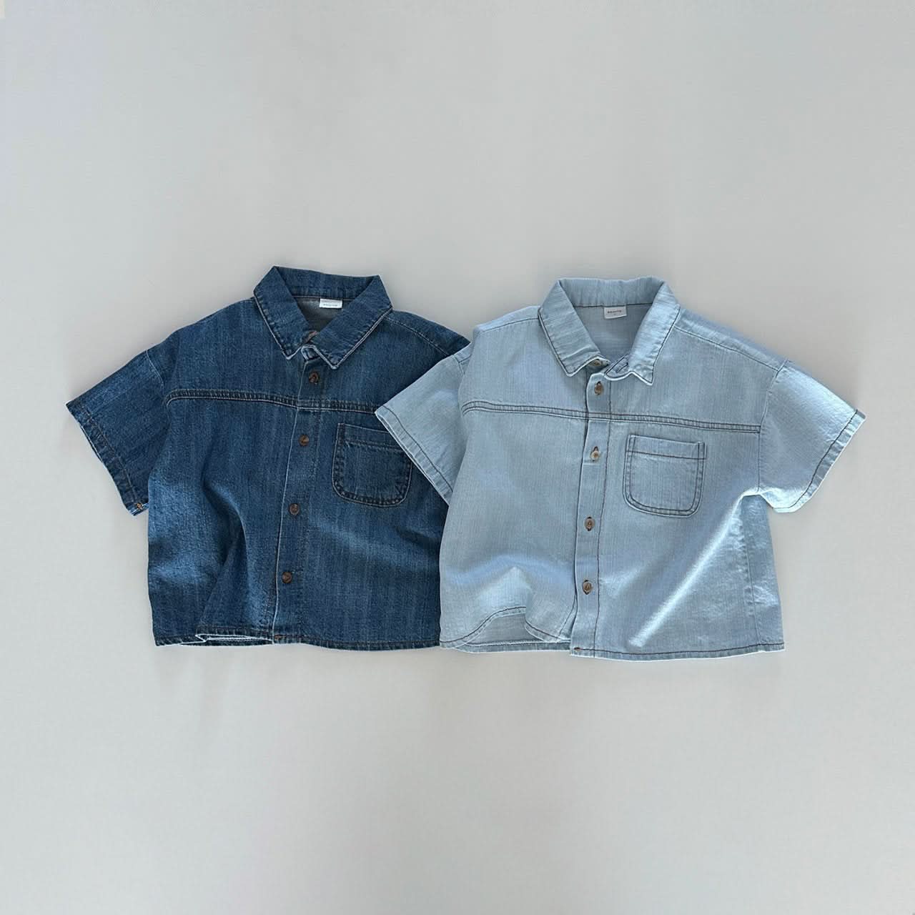 Toddler Short Sleeve Denim Shirt (6m-5y) - 2 Colors - AT NOON STORE
