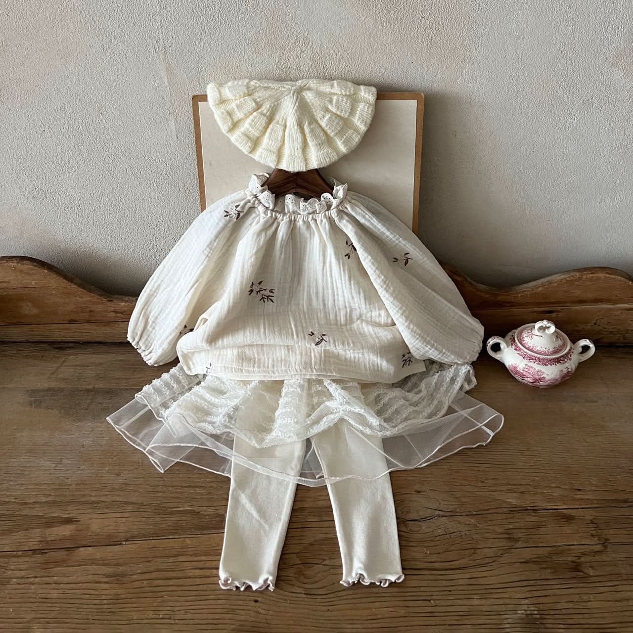 Girls Princess Tulle Skirt Leggings (1-6y) - Cream Skirt - AT NOON STORE