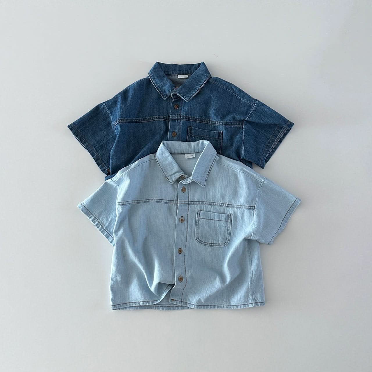 Toddler Short Sleeve Denim Shirt (6m-5y) - 2 Colors - AT NOON STORE