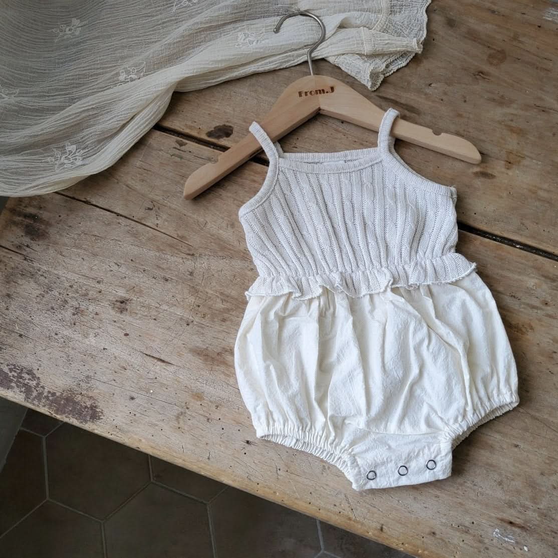 Baby Cable Knit Sleeveless Top Romper (3-18m)- Ivory - AT NOON STORE