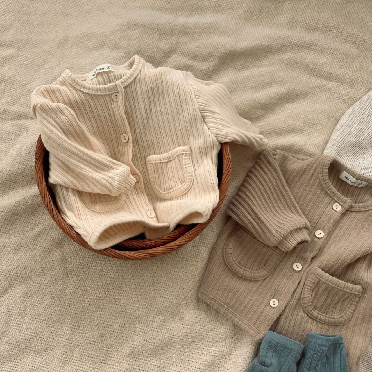 Baby Ribbed Pocket Cardigan (3-18m) -2 Colors - AT NOON STORE