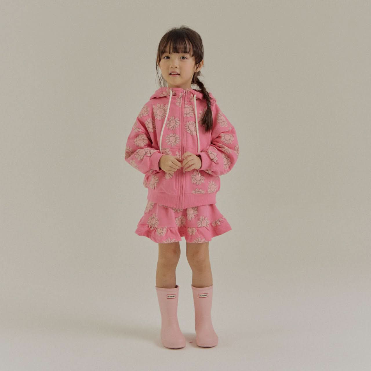 Kids Flower Print Hooded Jacket and Skirted Pants Set (2-6y) - 2 Colors - AT NOON STORE