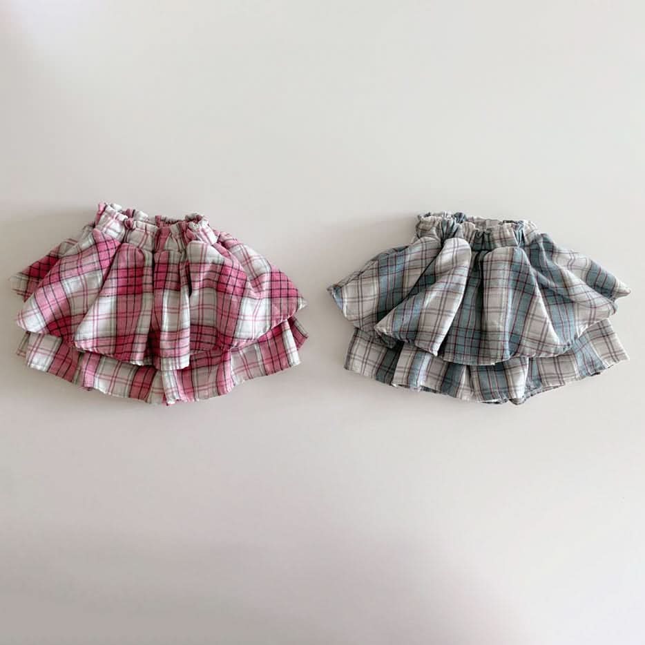 Toddler Plaid Skirt Shorts (1-7y) - Blue - AT NOON STORE