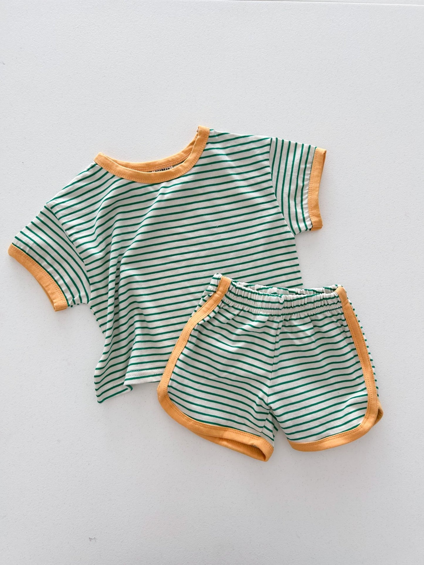 Kids Soy SS26 Stripe Short Sleeve Loose Fit Top and Dolphin Shorts Set (1 - 7y) - 2 Colors - AT NOON STORE