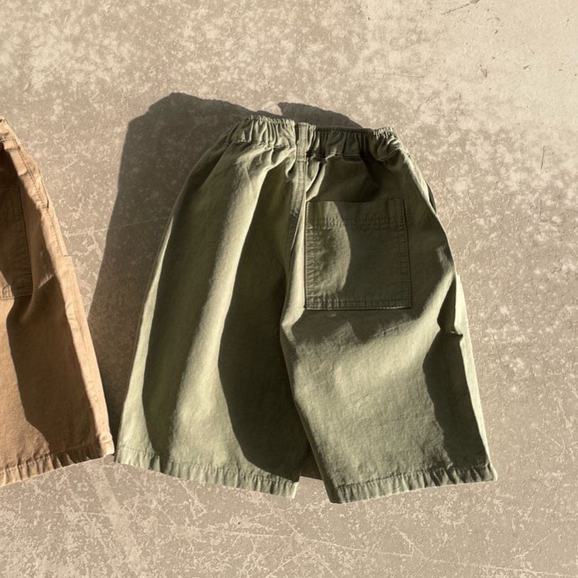 Kids SS25 Stitch Detail 7/8 Length Pants (2 - 7y) - Olive kids outfit