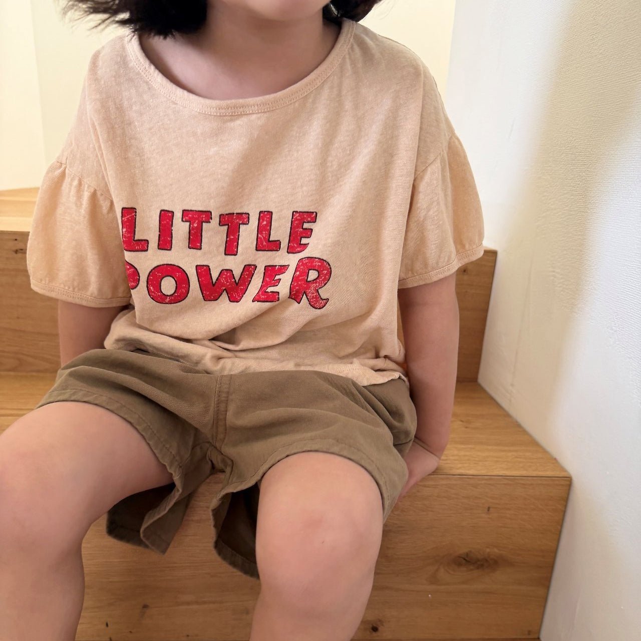 Kids SS26 LITTLE POWER Short Sleeve Top (2 - 10y) - Beige - AT NOON STORE
