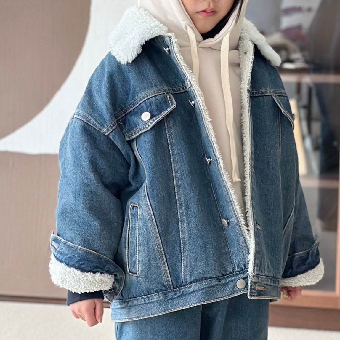 Kids W25 Sherpa Lined Denim Jacket (2 - 10y) - 2 Colors kids outfit