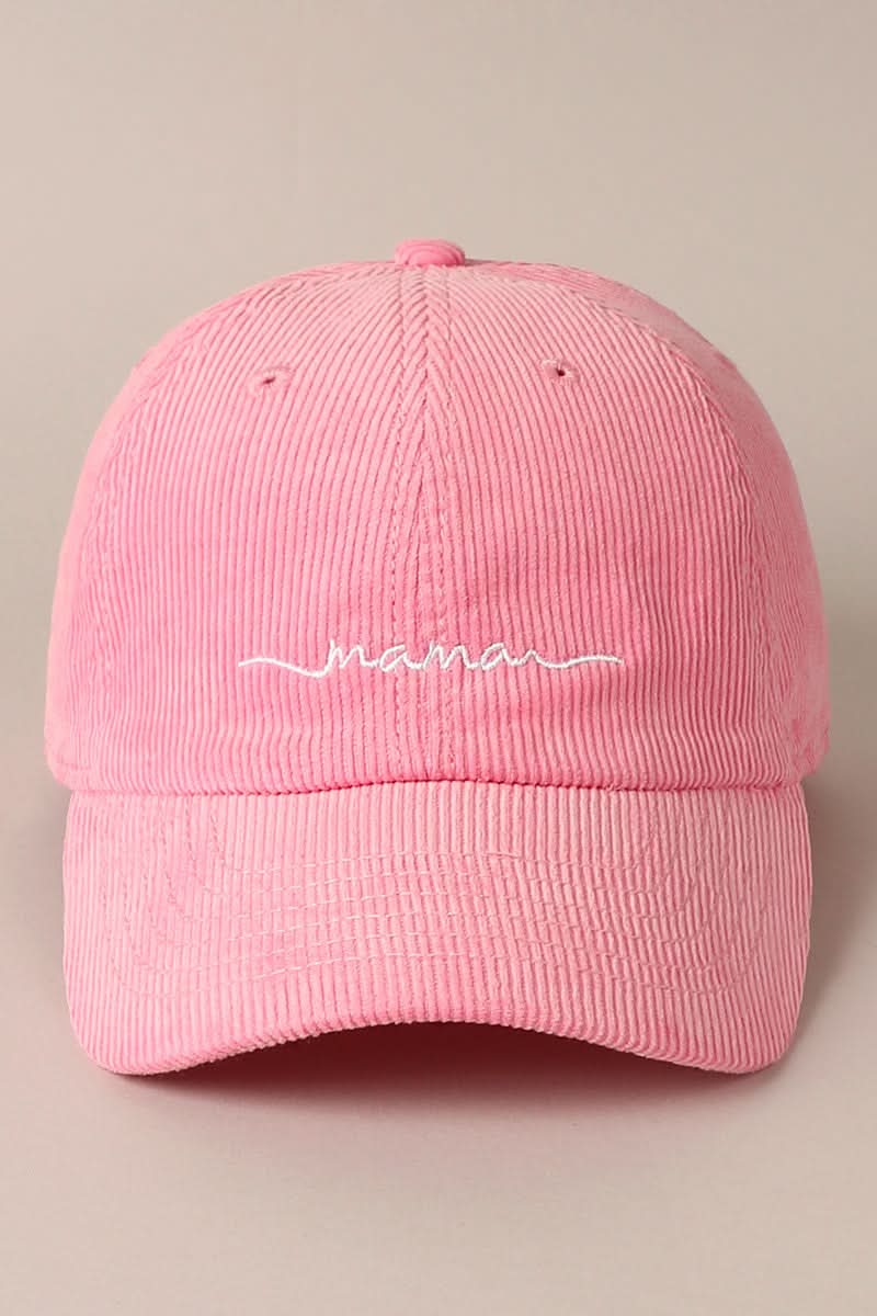 MAMA Embroidered Corduroy Baseball Cap -7 Colors - AT NOON STORE