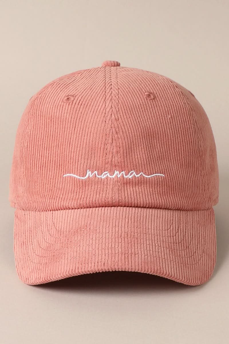 MAMA Embroidered Corduroy Baseball Cap -7 Colors - AT NOON STORE