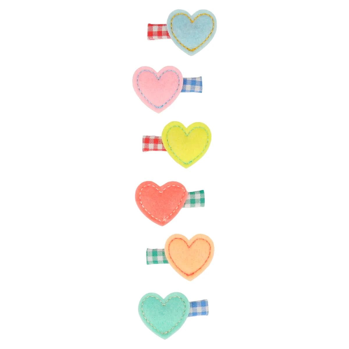 MeriMeri Felt Heart Hair Clips Set (6pk) kids outfit