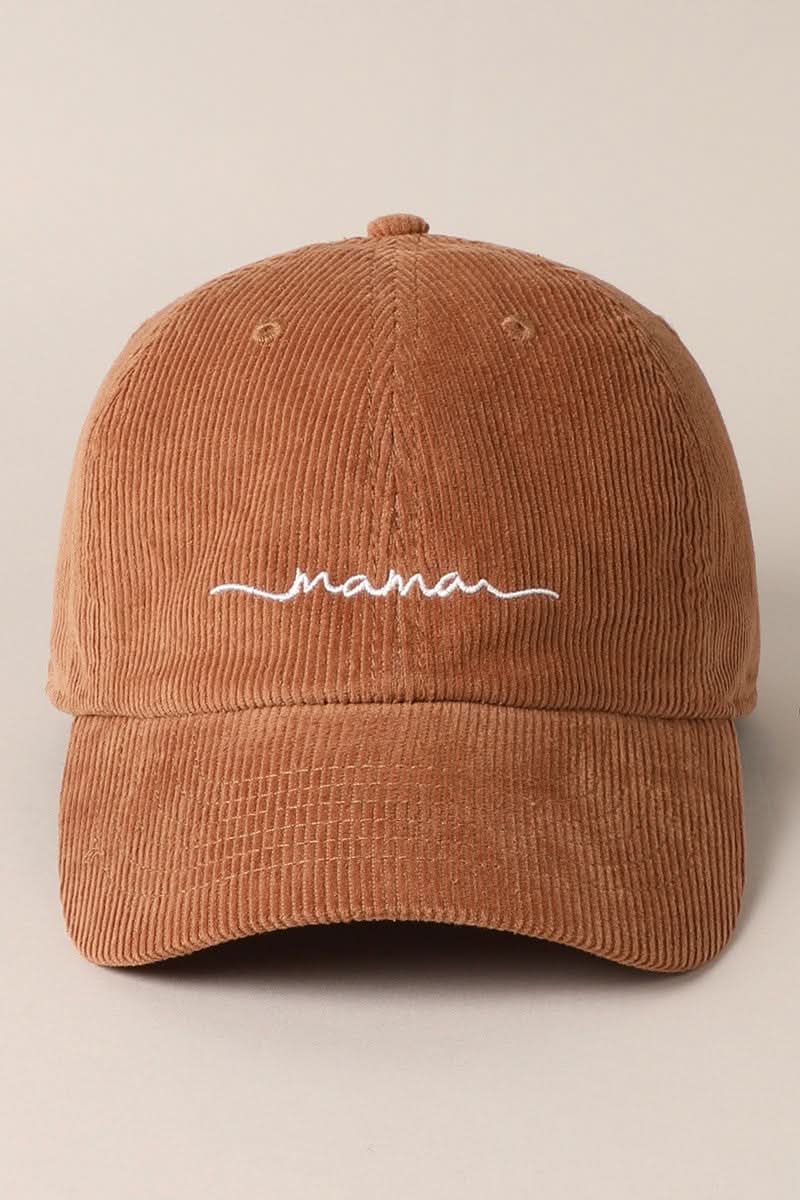 MAMA Embroidered Corduroy Baseball Cap -7 Colors - AT NOON STORE