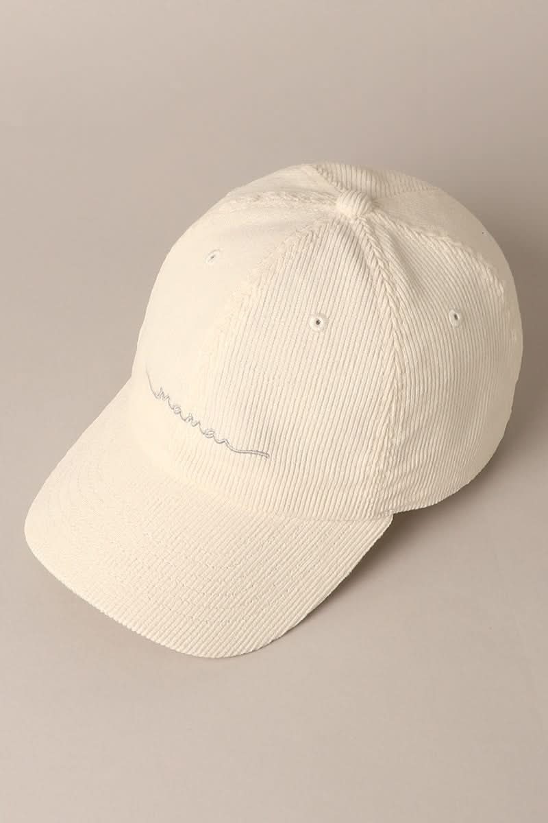 MAMA Embroidered Corduroy Baseball Cap -7 Colors - AT NOON STORE