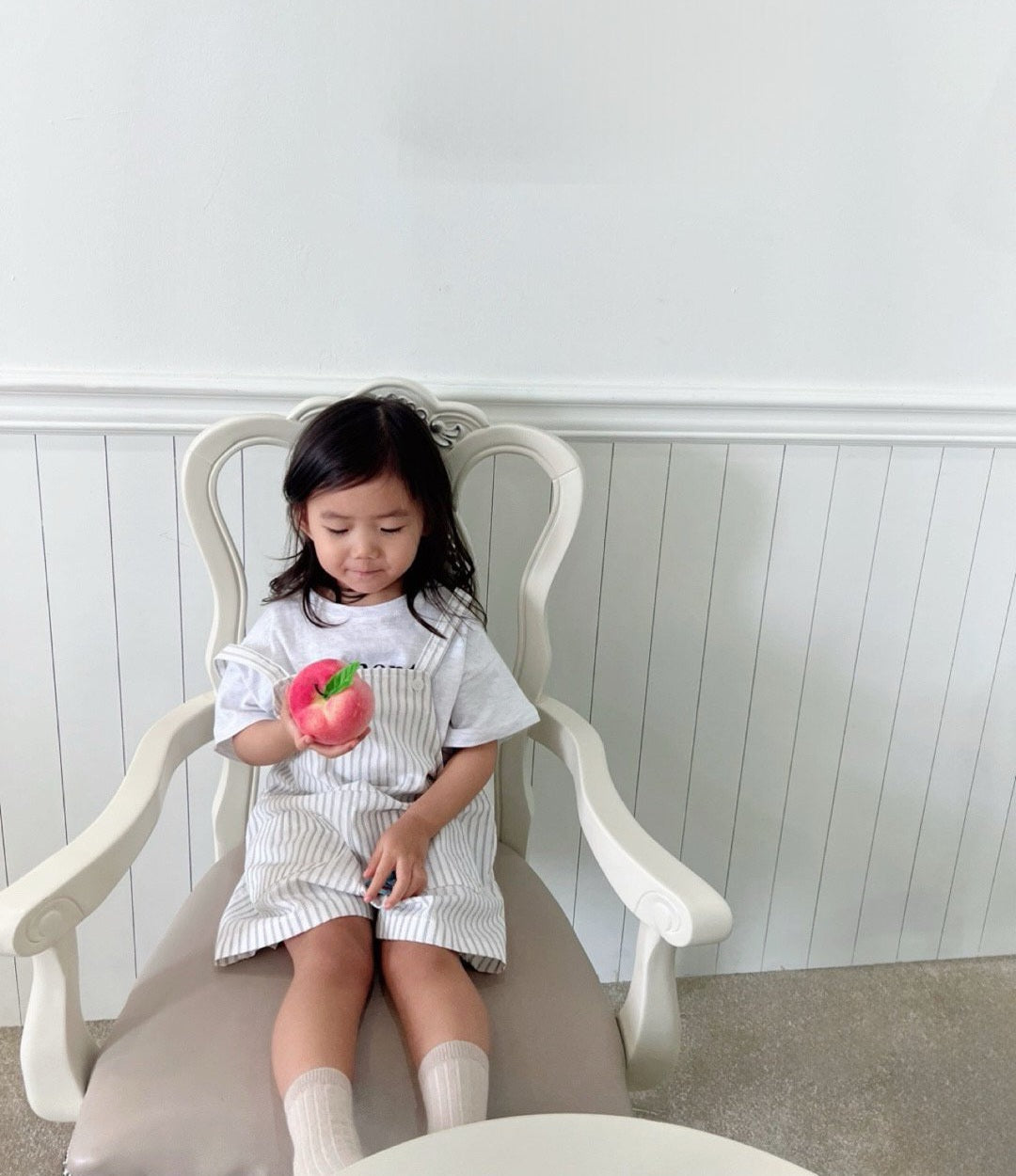 Toddler S25 Front Pockets Stripe Short Overalls (2-7y)- 2 Colors