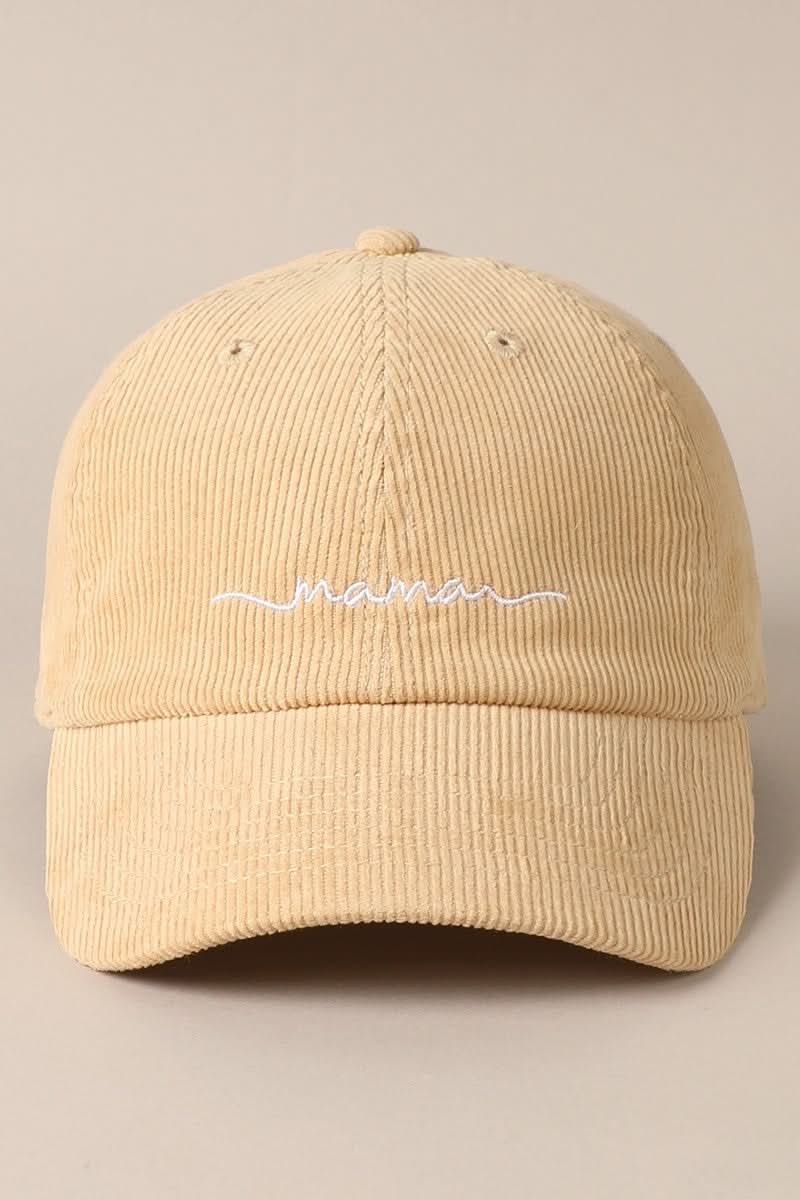 MAMA Embroidered Corduroy Baseball Cap -7 Colors - AT NOON STORE
