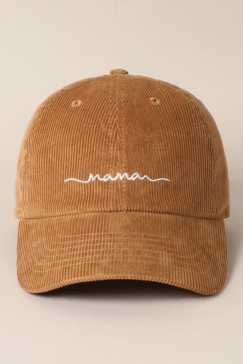 MAMA Embroidered Corduroy Baseball Cap -7 Colors - AT NOON STORE