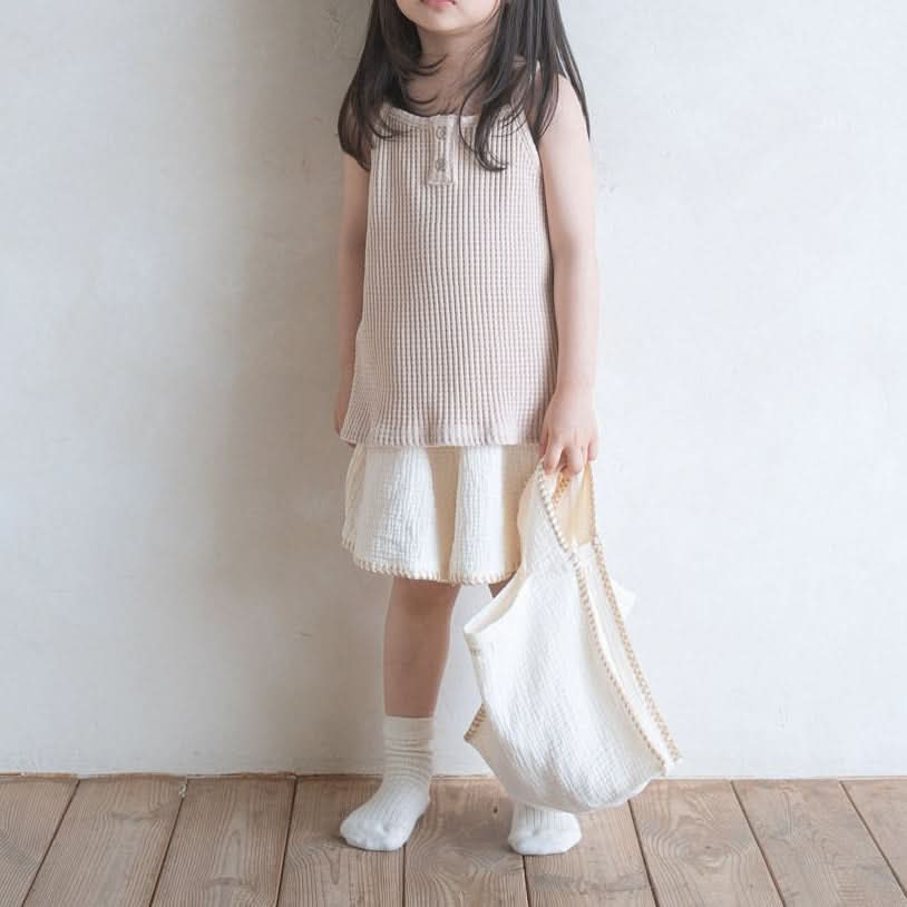 Toddler Anggo Button Waffle Tank Top (1 - 6y) - 3 Colors kids outfit
