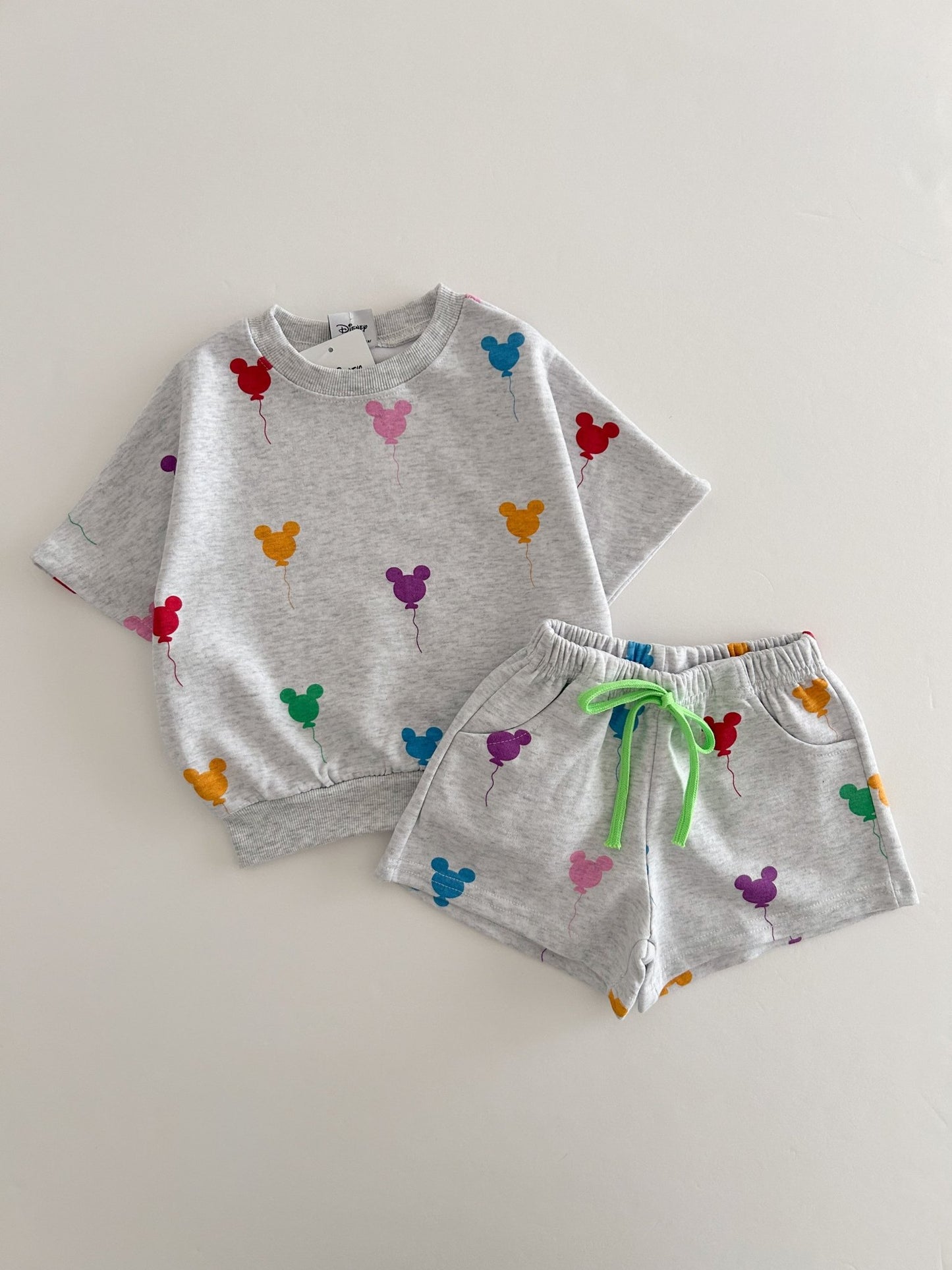Toddler Balloon Print Short Sleeve Sweatshirt and Shorts Set (1 - 6y) - 2 Colors - AT NOON STORE