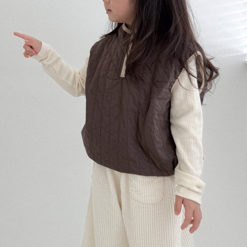 Toddler Bella F25 Adjustable Hem Half Zip Quilted Vest (1 - 6y) - 2 Colors kids outfit