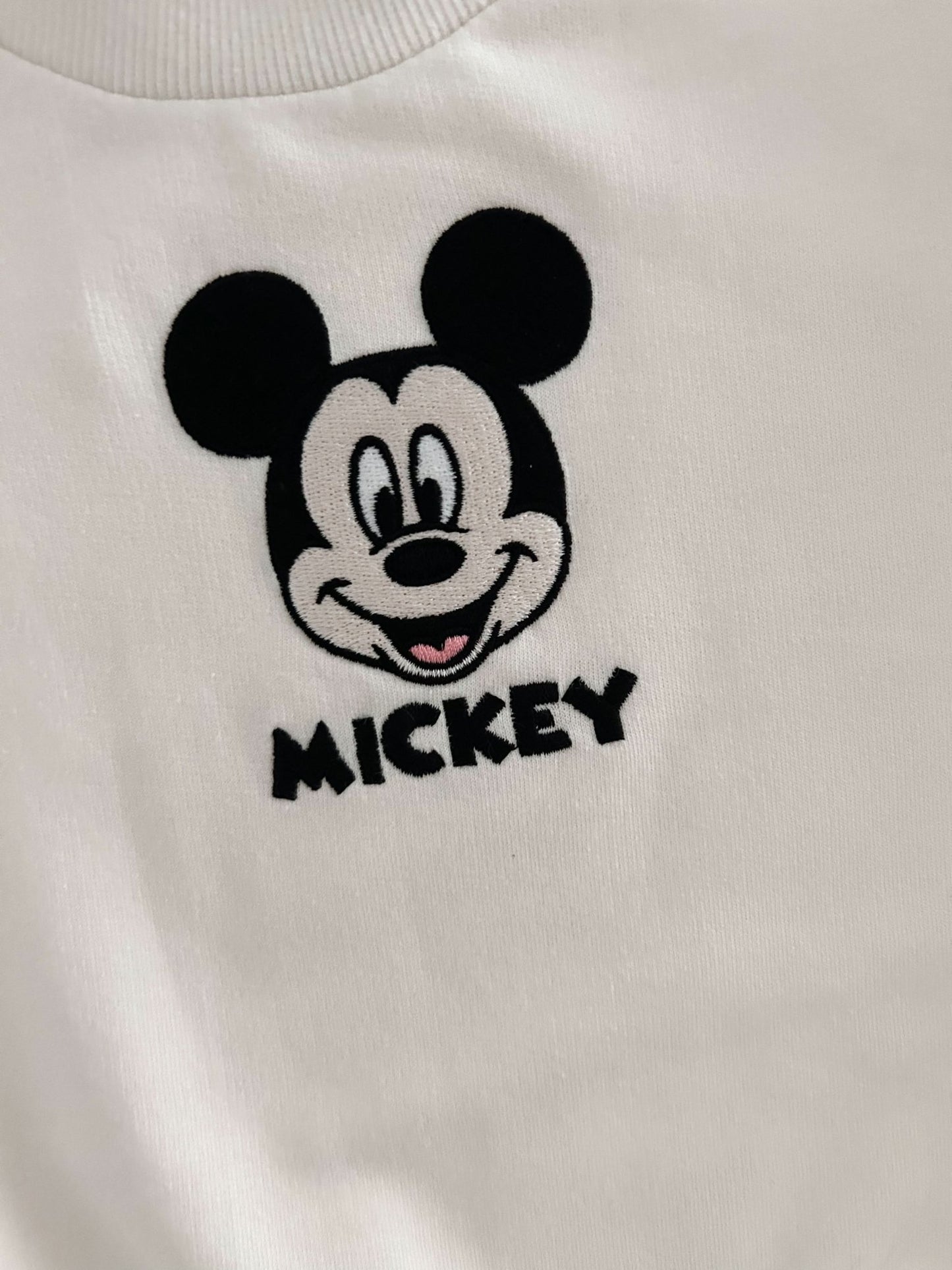 Toddler Disney Mickey Face Embroidery Sweatshirt and Shorts Set (2 - 8y) - Cream kids outfit