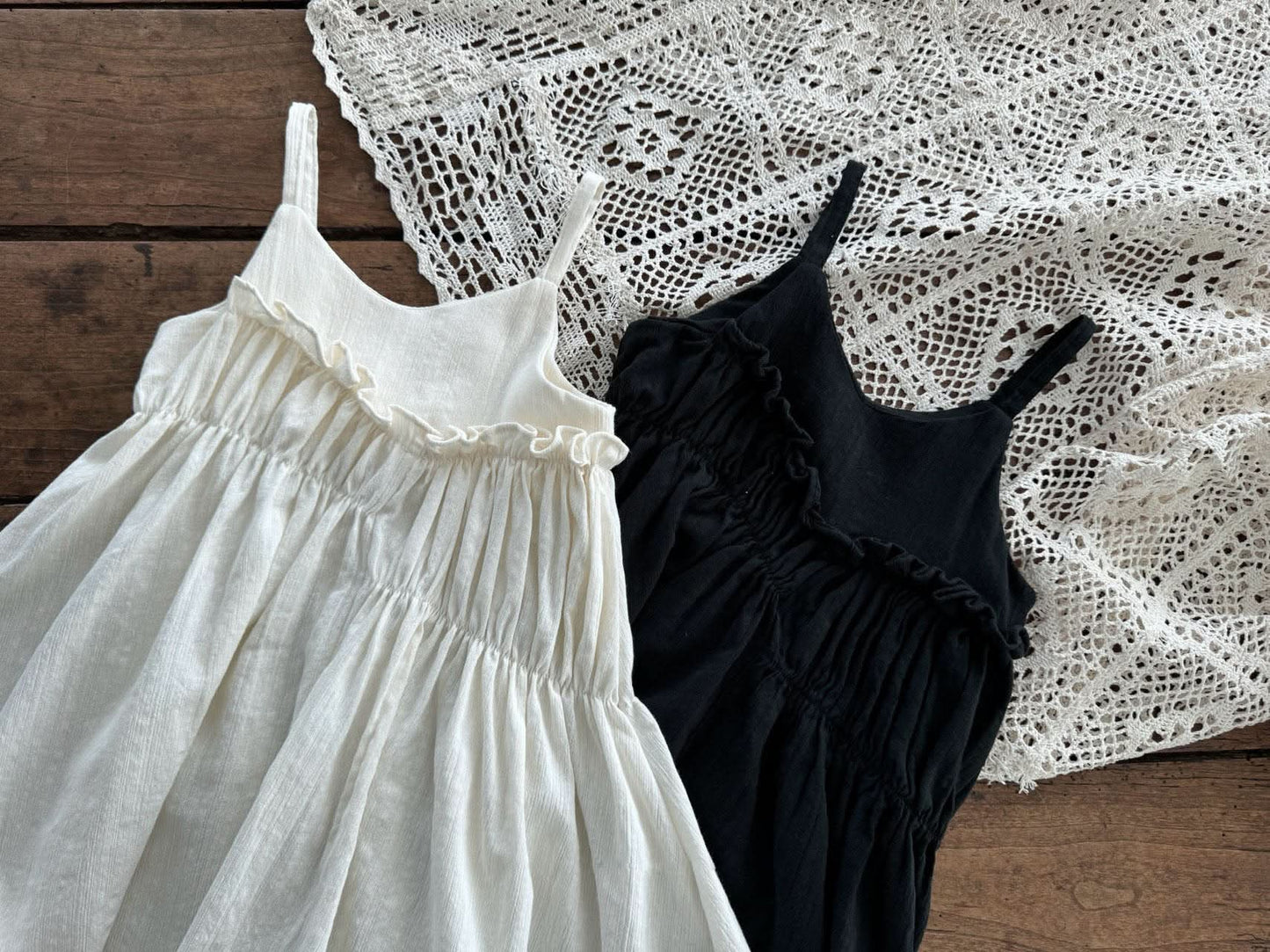 Toddler LaCamel Frill Trim Sleeveless Dress (1 - 6y) - Ivory kids outfit