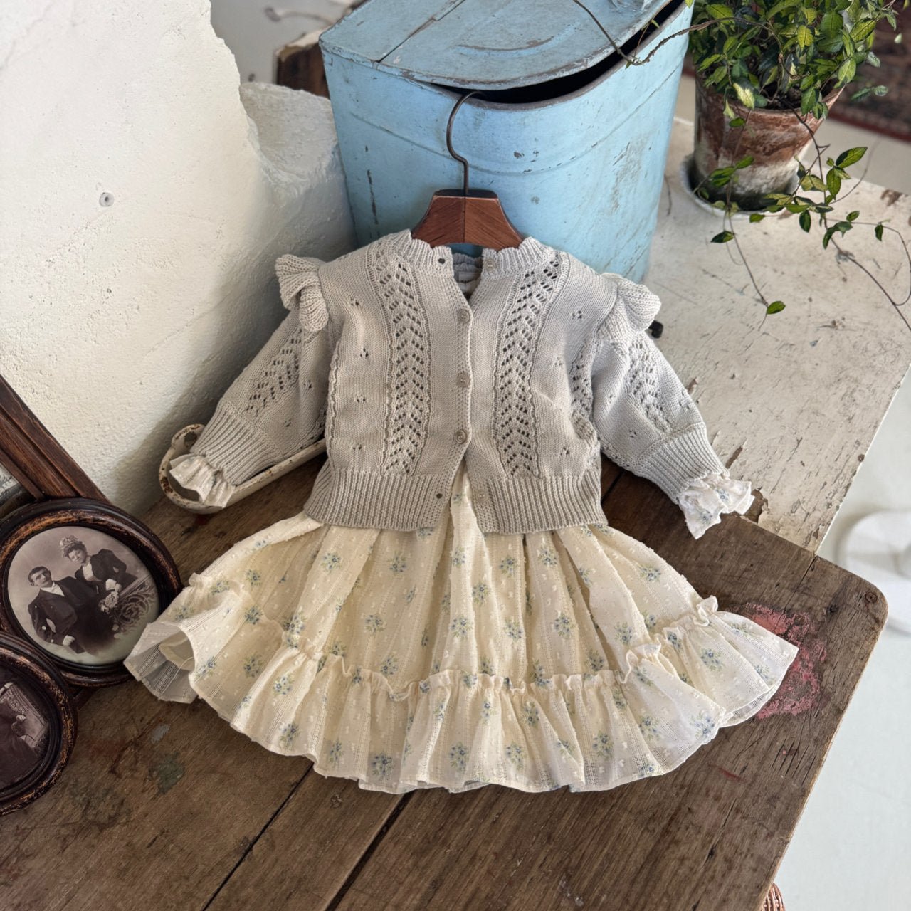 Toddler Marron SP26 Floral Puff Sleeve Smocked Bodice Dress (8m - 6y) - Blue Floral - AT NOON STORE