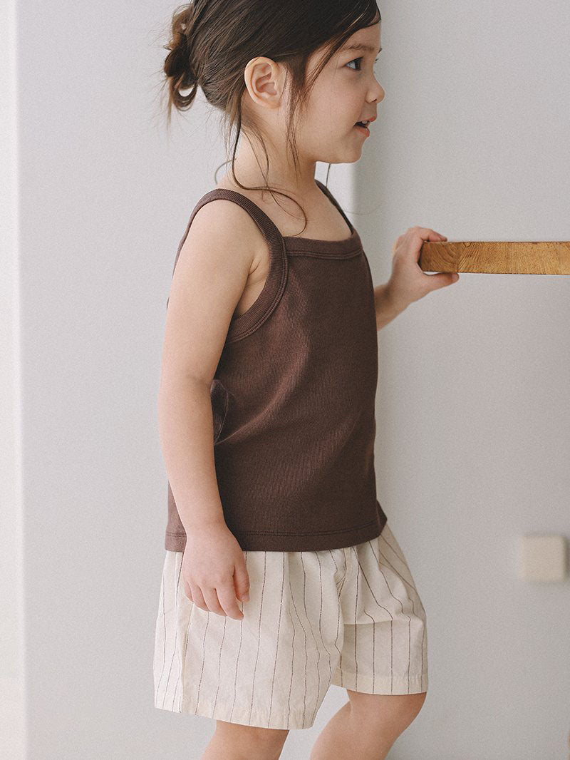 Toddler Mel SS26 Stripe Cotton Shorts (1 - 8y) - Burgundy Stripe kids outfit