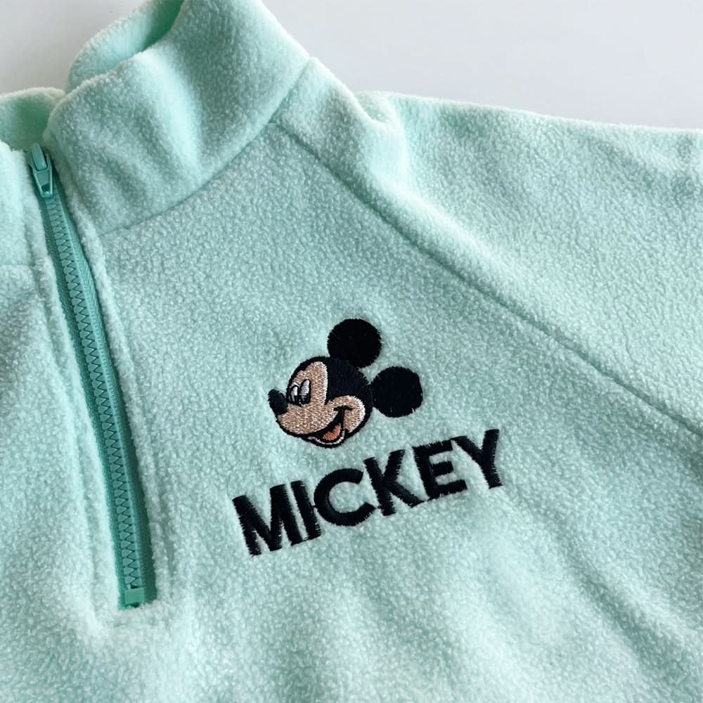 Toddler Mickey Embroidered Half Zip Fleece Top and Jogger Pants Set (1 - 6y) - Blue kids outfit