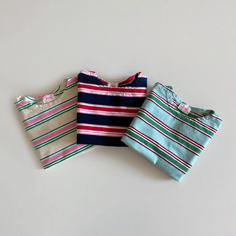 Toddler S25 Multicolor Stripe Long Sleeve Tee (1 - 6y) - 3 Colors kids outfit