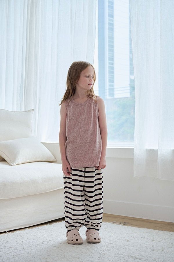 Toddler S25 Stitch Detail Stripe Jogger Pants (15m - 7y) - Green Stripe kids outfit