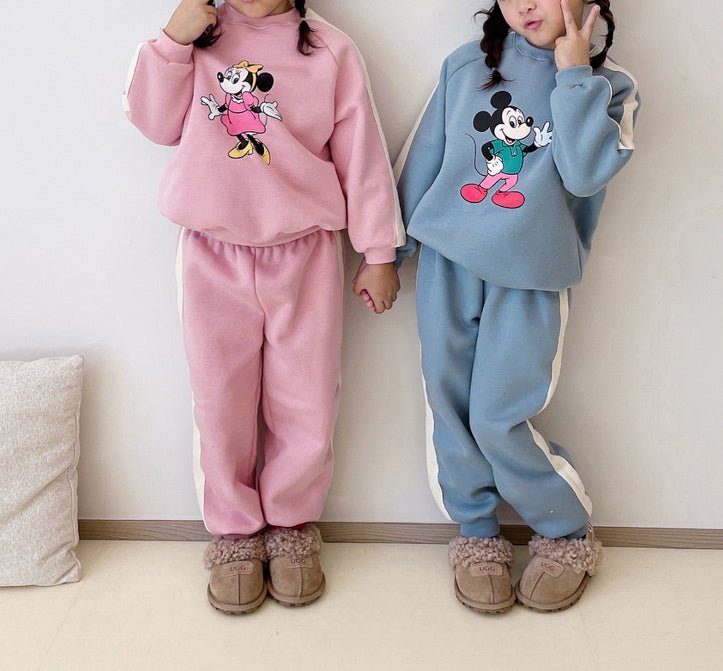 Toddler Side Colorblock Sweatshirt and Jogger Pants Set (1-2y) - Blue kids outfit
