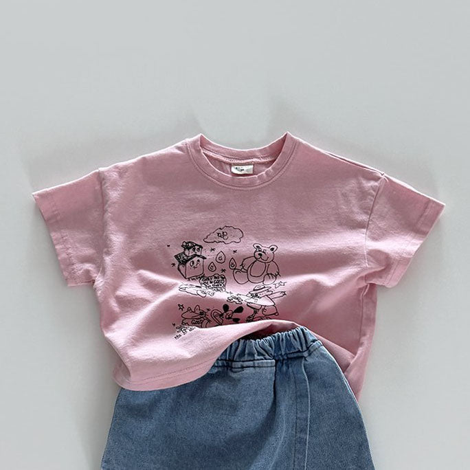 Toddler SS25 Graphic Print Short Sleeve Tee (12m - 10y) - 2 Colors kids outfit