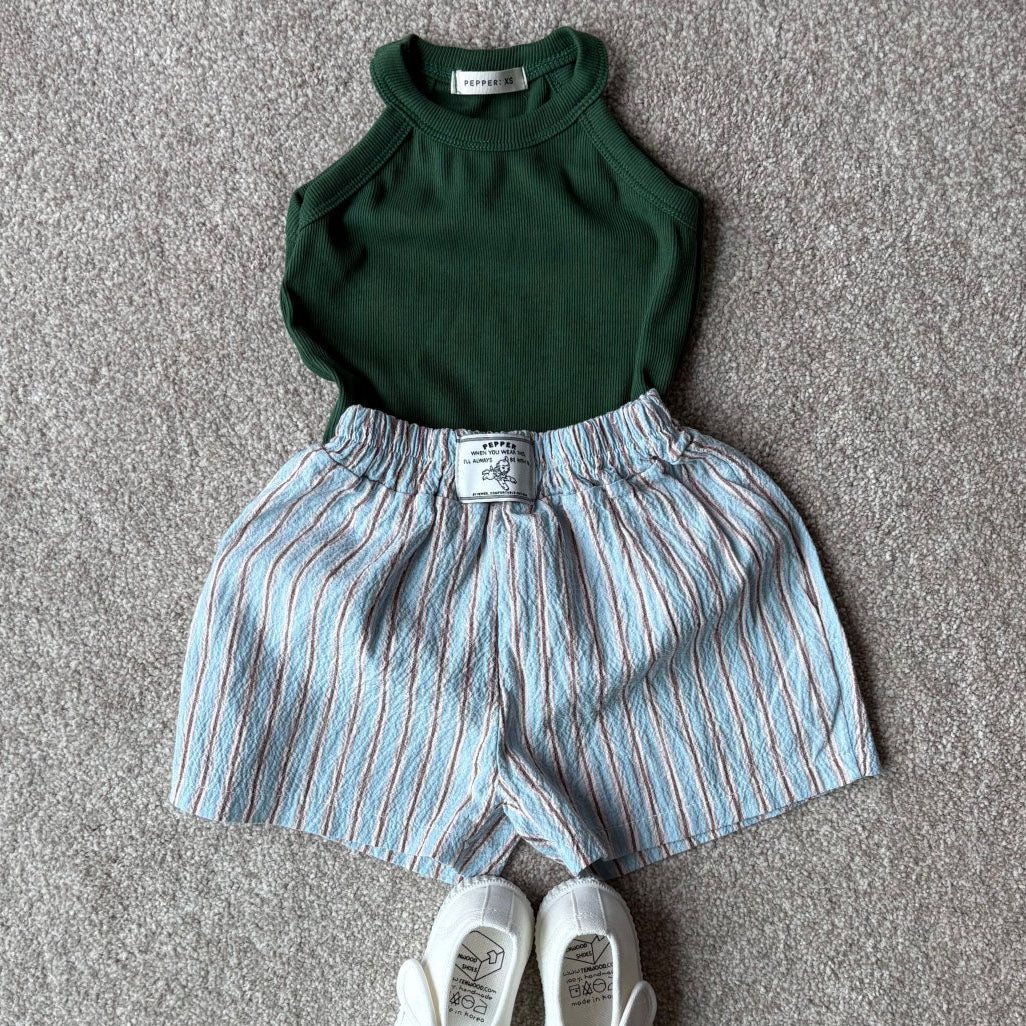 Toddler SS25 Stripe Boxer Shorts (1 - 7y) - Sky Blue kids outfit