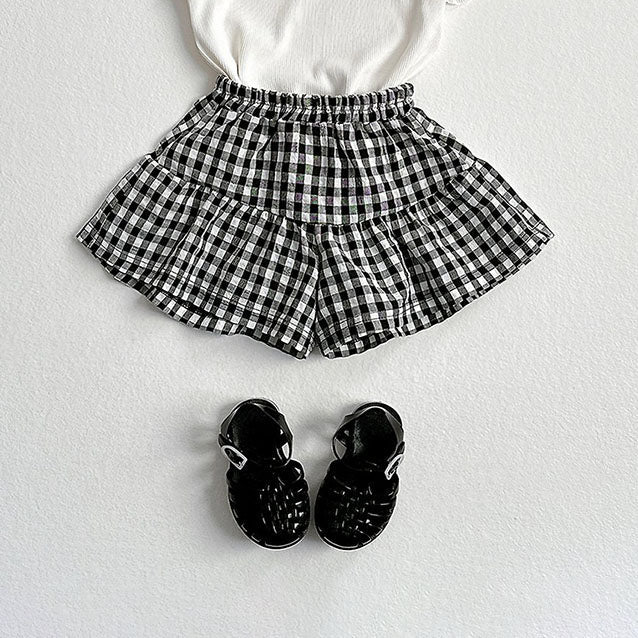 Toddler SS26 Gingham Ruffle Shorts (2 - 8y) - Black - AT NOON STORE