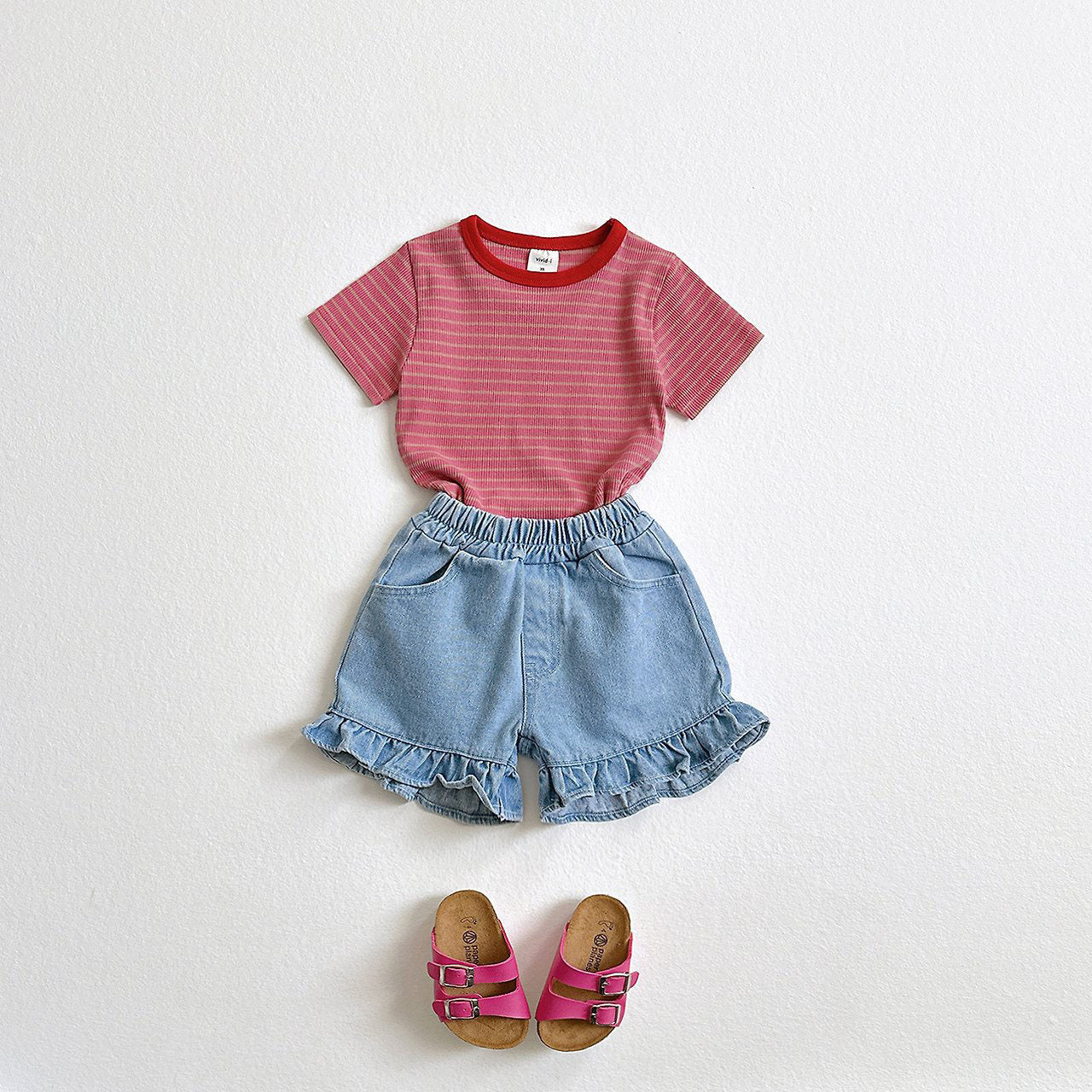 Toddler SS26 Ruffle Hem Denim Shorts (2 - 8y) - Blue - AT NOON STORE