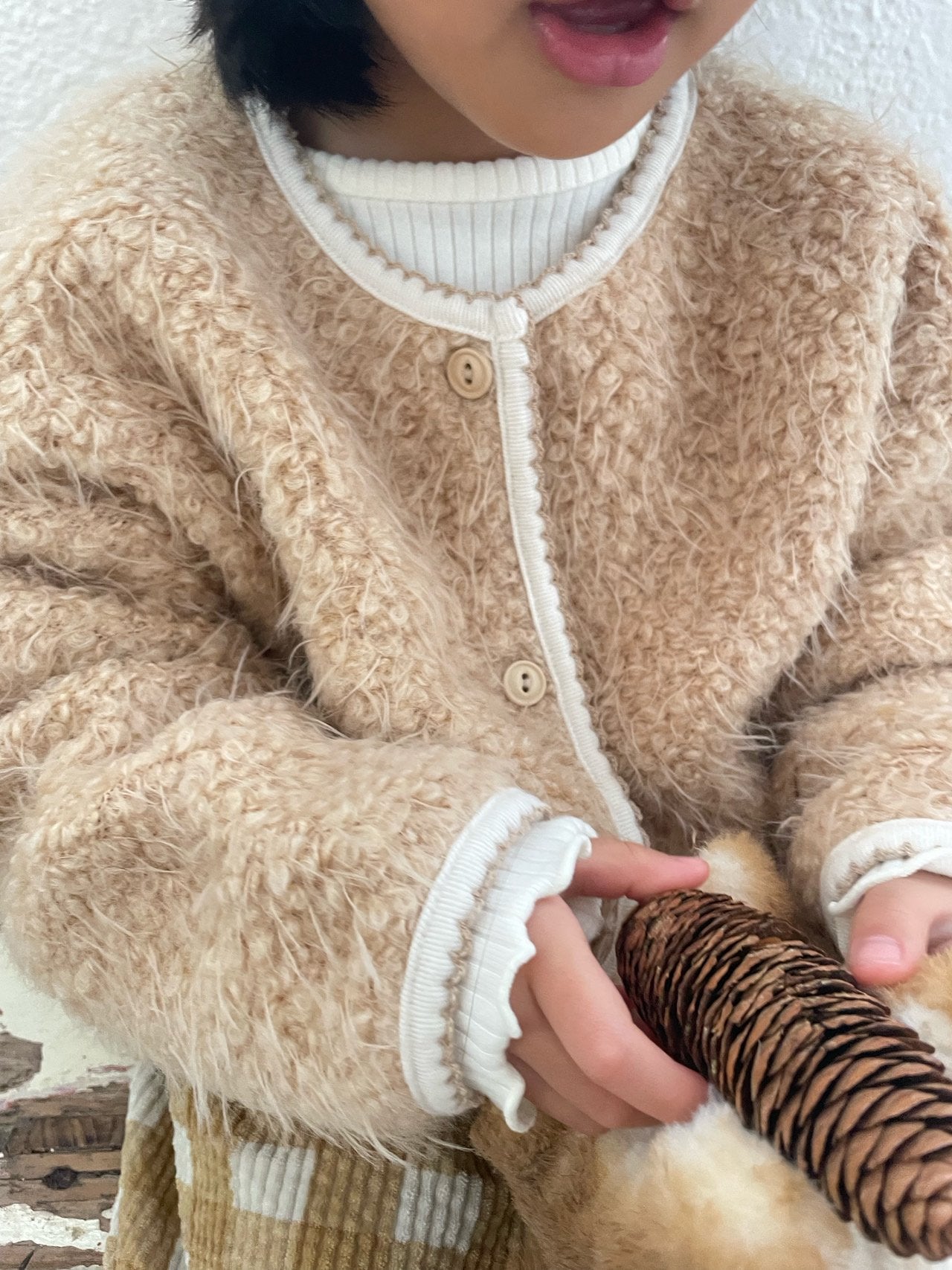 Toddler W25 Fuzzy Cardigan (1 - 7y) - 2 Colors kids outfit