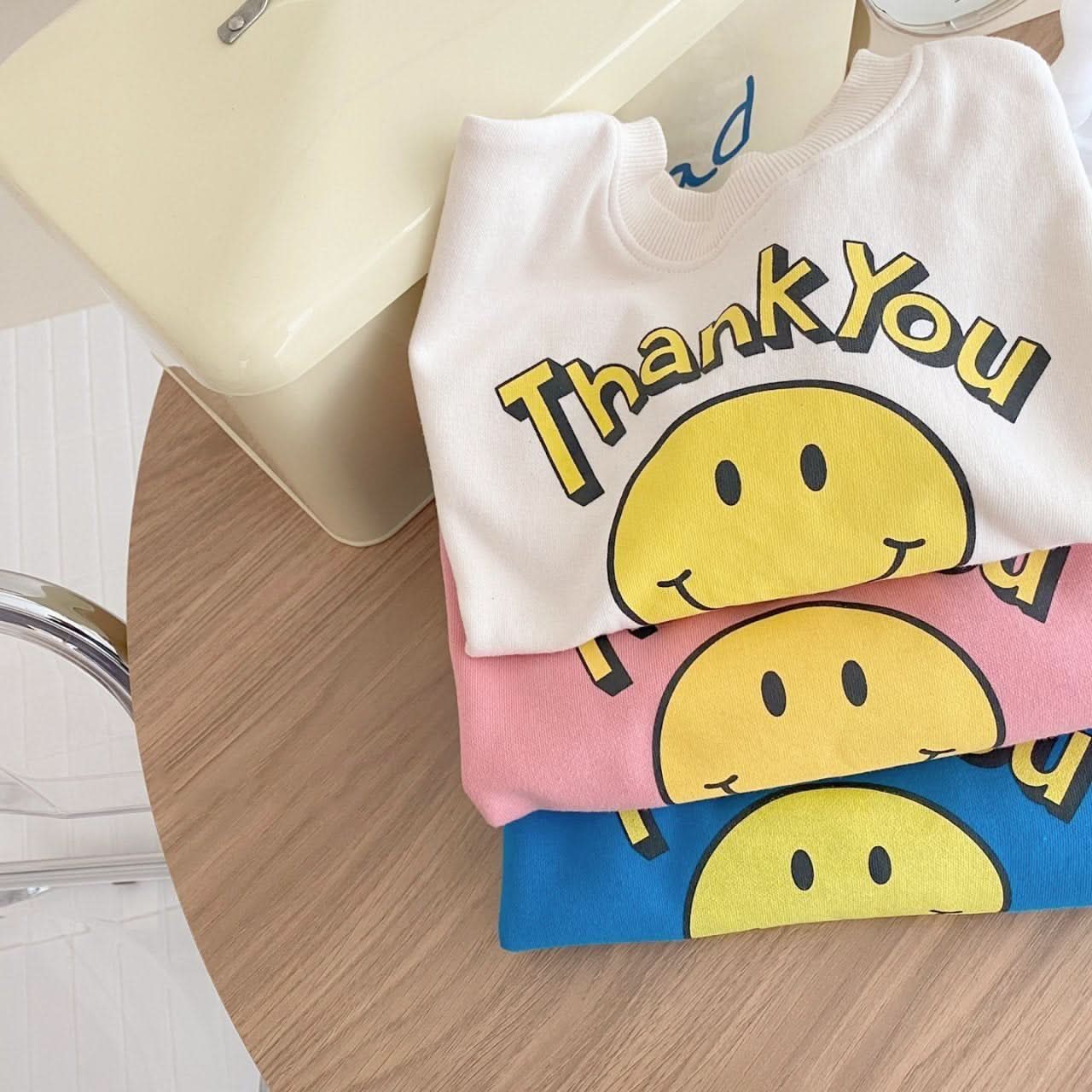Baby Thank You Sweatshirt & Striped Leggings Set (4m-18m) - Pink - AT NOON STORE